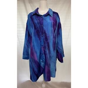 A Personal Touch Plus 5X Casual Career Comfort Button Up 3/4 Sleeve Tunic USA